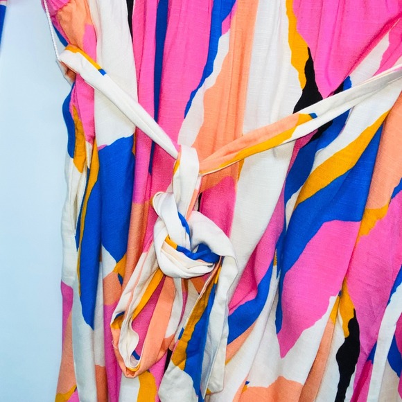 AVA & VIV Women Multicolor Abstract Print Wrap Dress Long Sleeve Belted Size 4X - Picture 7 of 10